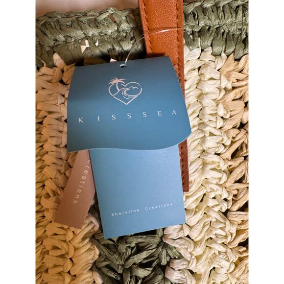 Green‎ Boho Striped Woven Tote -Handmade, Chic, Beach Bag, - Picture 5 of 7